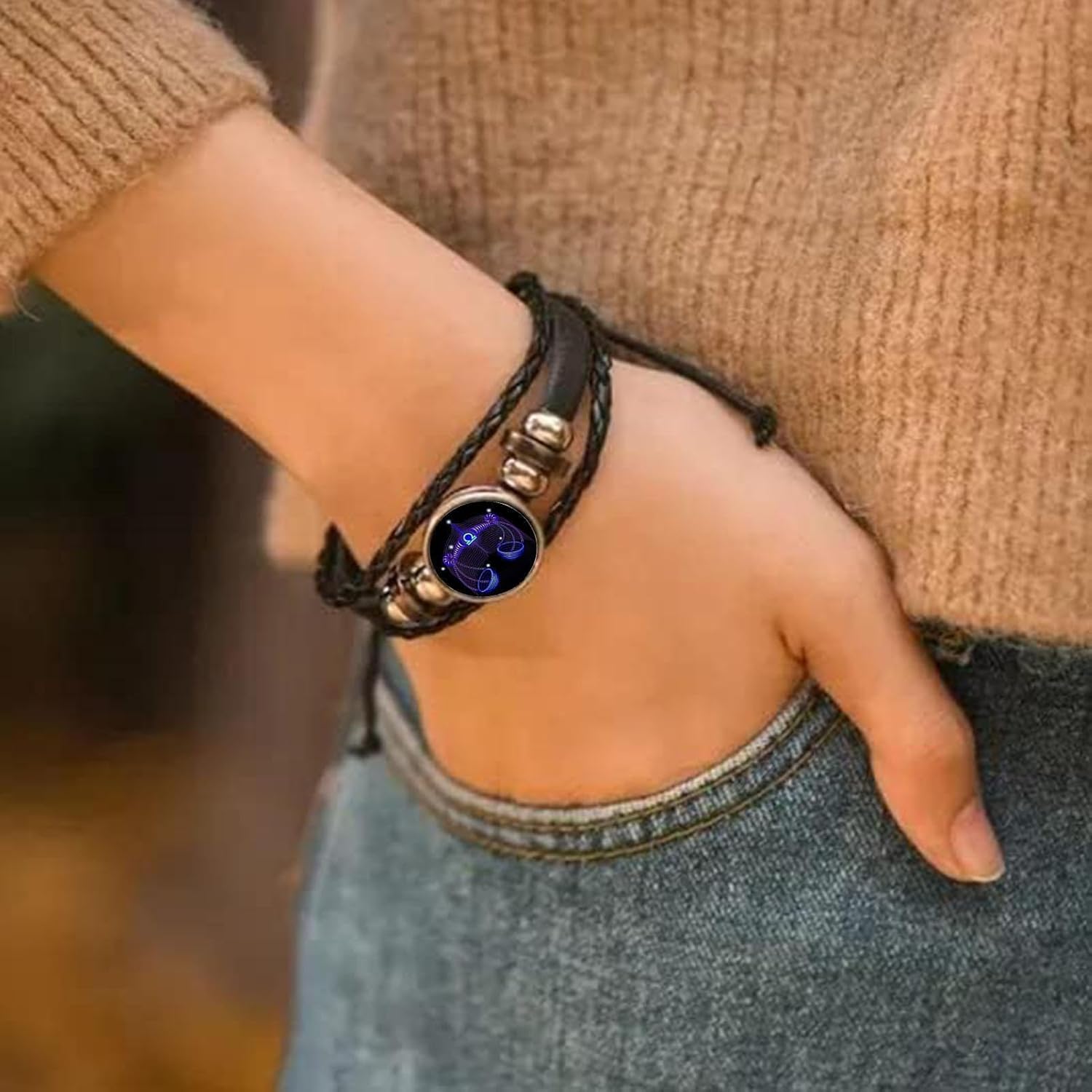 🔥Zodiac Constellation Black Leather Guardian Bracelet 🔥
